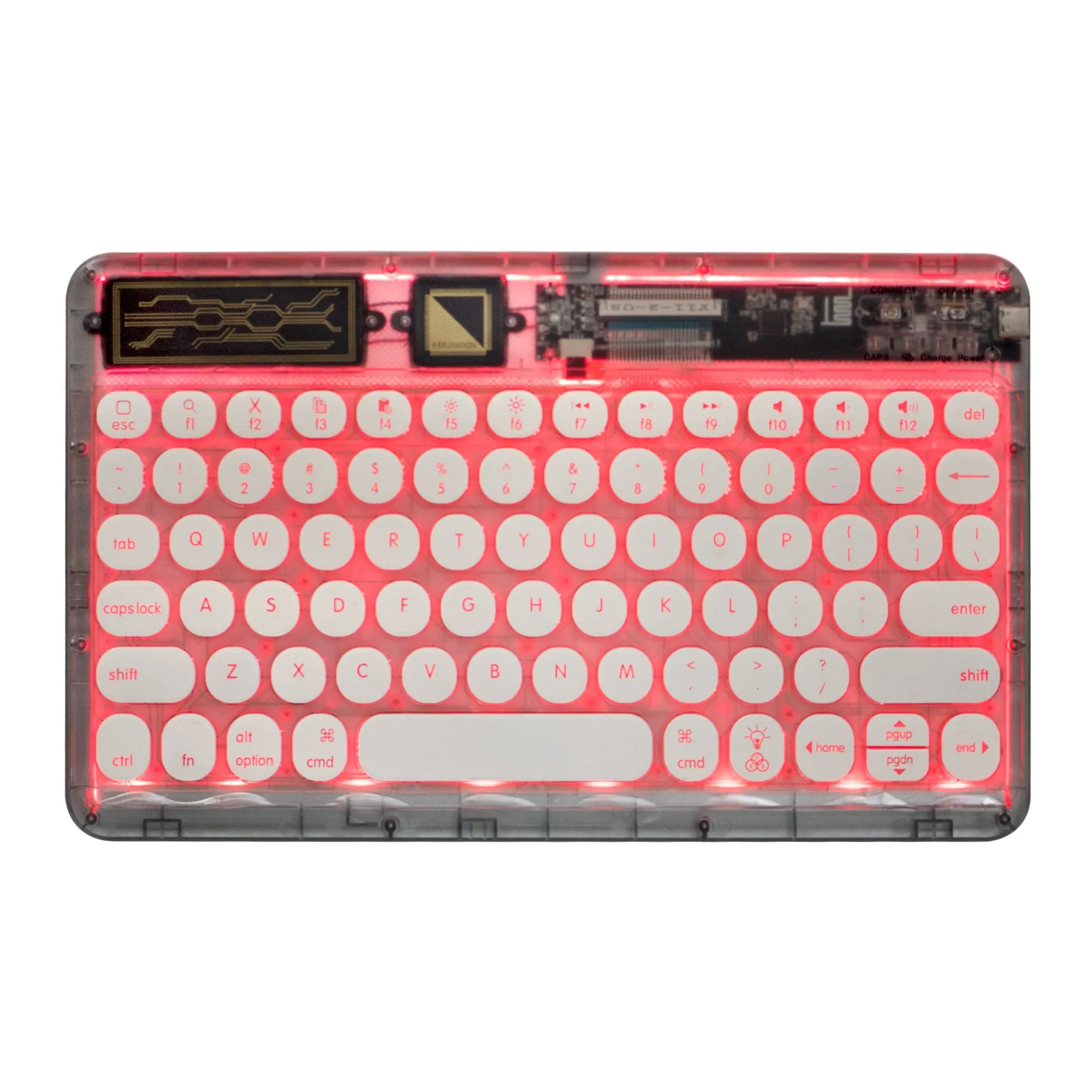 0303D Portable Bluetooth Keyboard Round Keycap Crystal Wireless Keyboard with Colorful Backlit