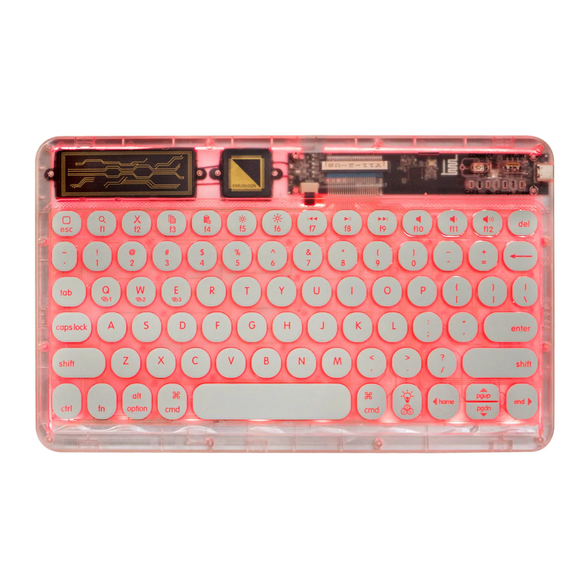 0303D Portable Bluetooth Keyboard Round Keycap Crystal Wireless Keyboard with Colorful Backlit