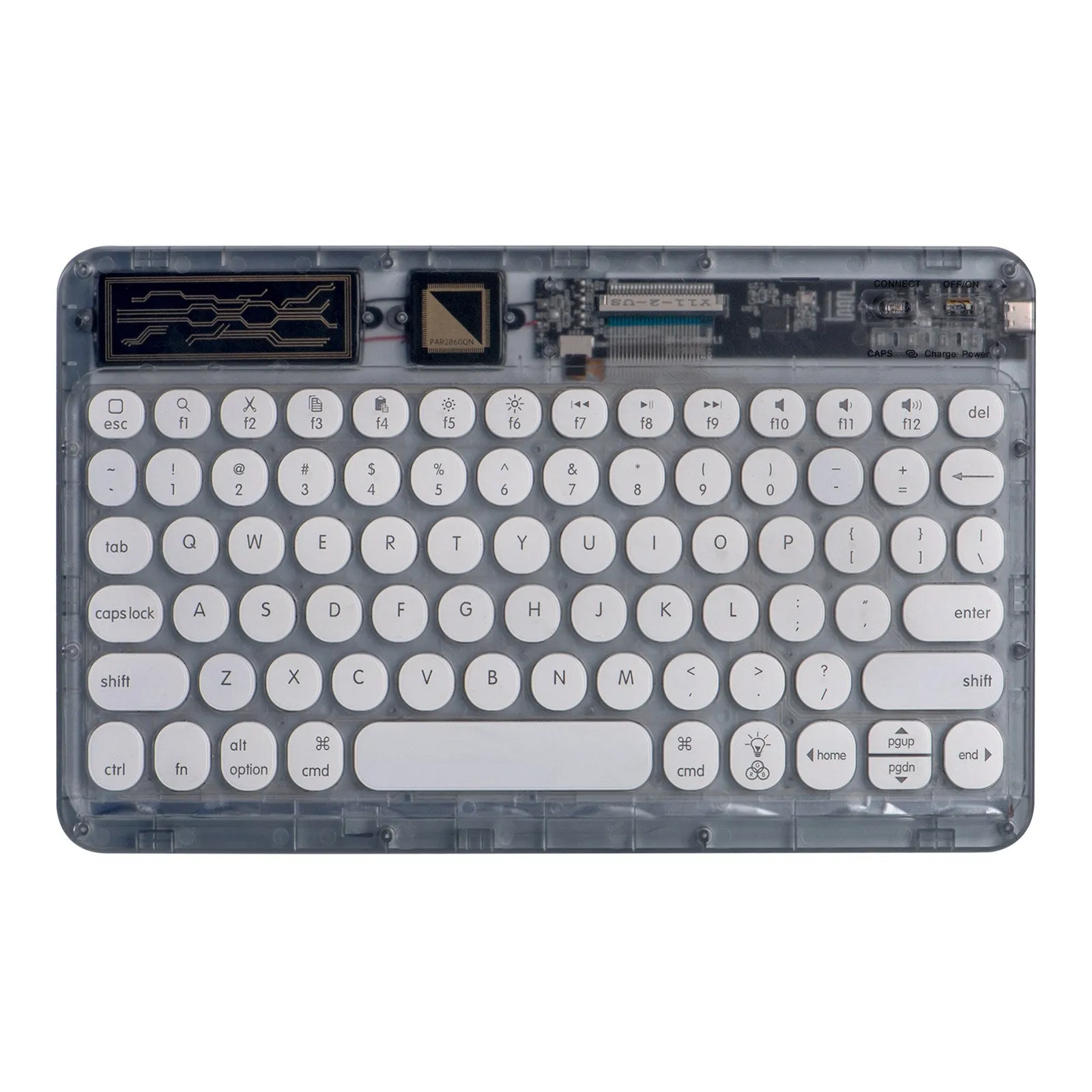 0303D Portable Bluetooth Keyboard Round Keycap Crystal Wireless Keyboard with Colorful Backlit