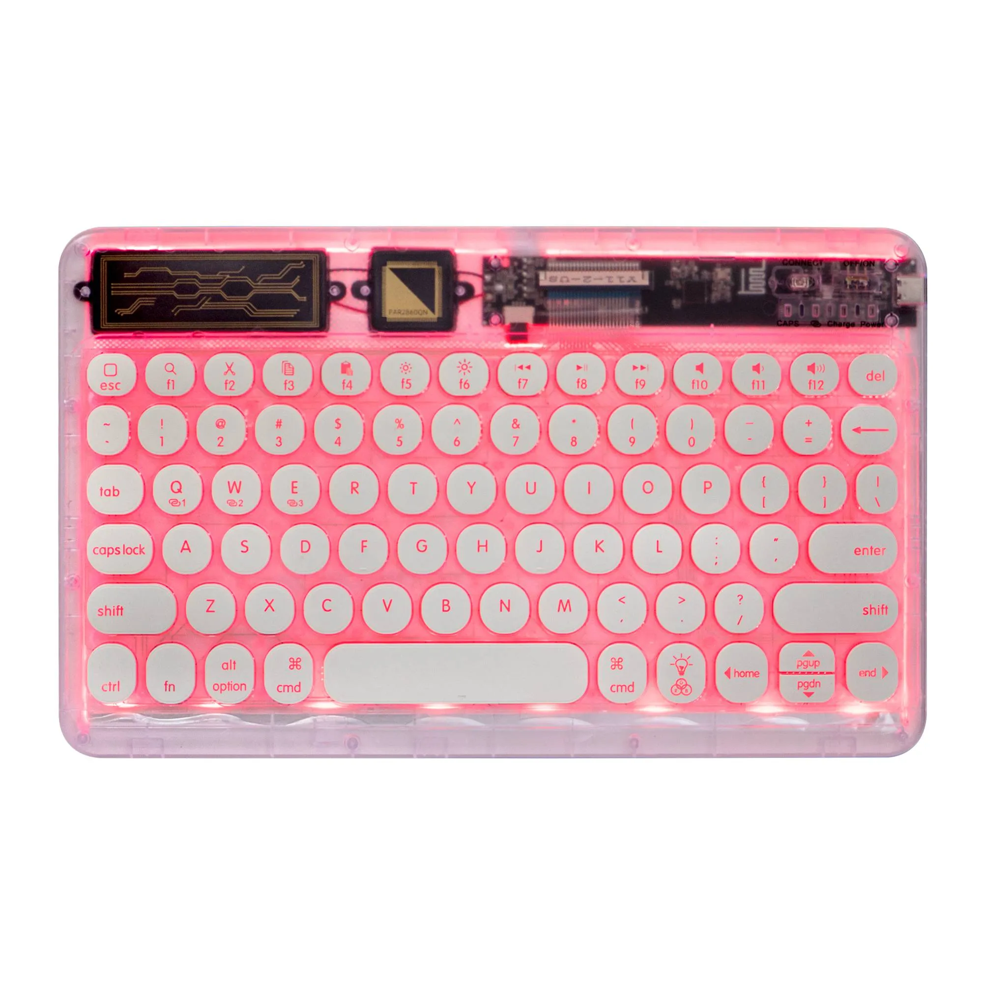 0303D Portable Bluetooth Keyboard Round Keycap Crystal Wireless Keyboard with Colorful Backlit