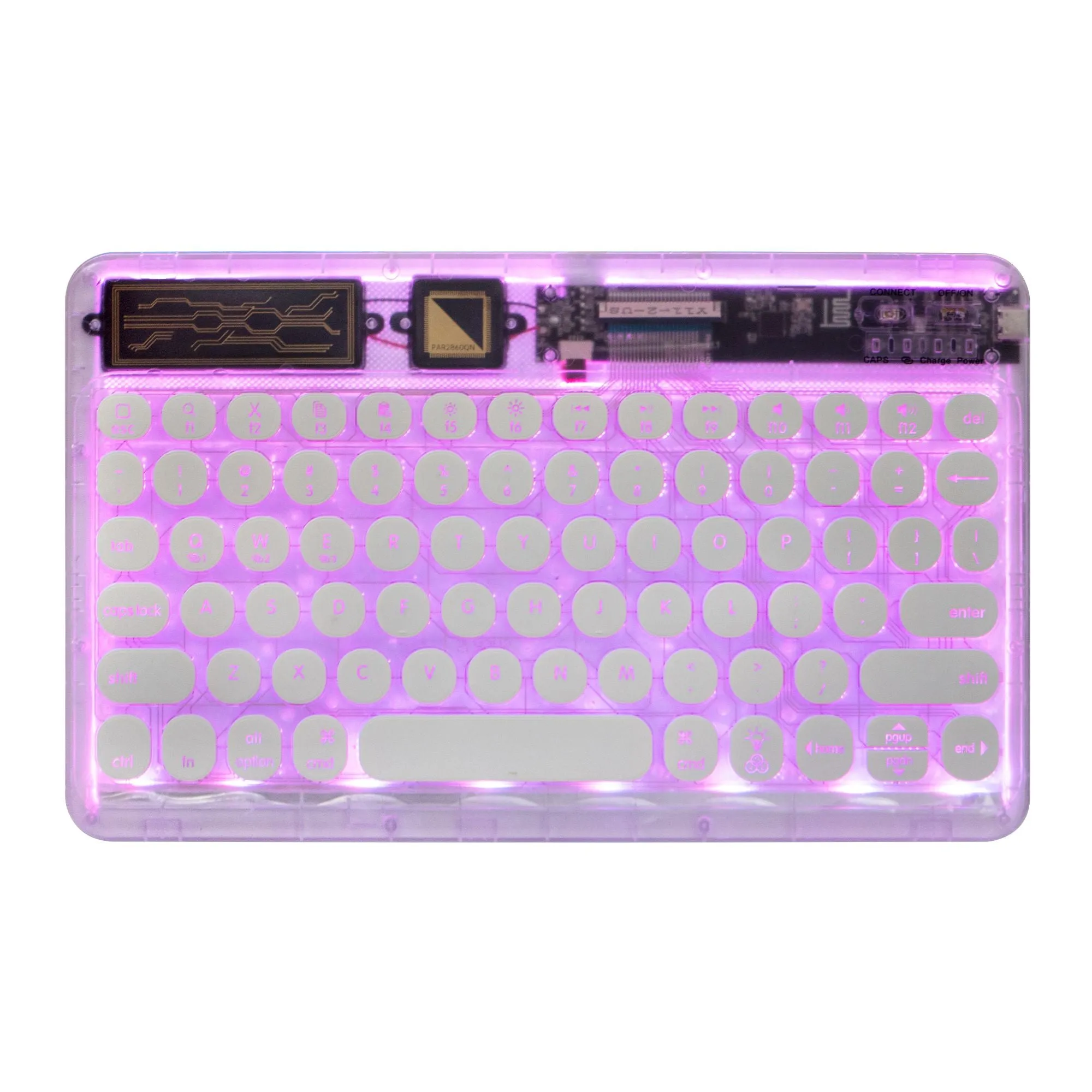 0303D Portable Bluetooth Keyboard Round Keycap Crystal Wireless Keyboard with Colorful Backlit