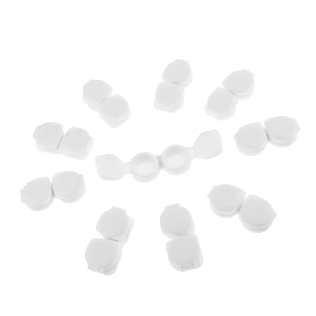 10Piece Mini Flip-top Contact Lens Travel Kit Holder Soaking Box Case White