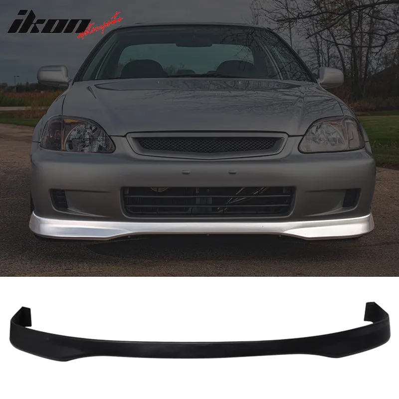 1999-2000 Honda Civic 2 3 4Dr T-R Style Black Front Bumper Lip PU