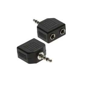 3.5mm Stereo Plug to Dual 3.5mm Stereo Female Adapter - Pack of 10PCS