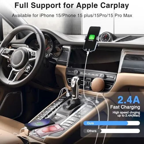 3Pack Car Carplay Cable for iPhone 16 15 Pro Max 15 Plus Car Charger, USB to USB C Cable 3FT for Car Charger Adapter, Carplay USB C Cord Accessories Charging for iPad 10th Gen/iPad Pro Air 5th-Blue