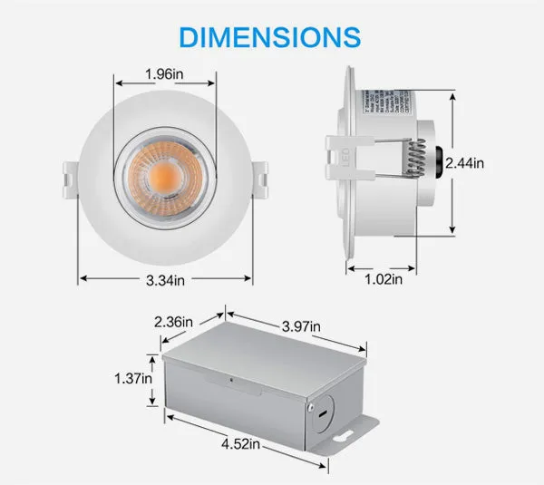 3" LED RECESSED GIMBAL - 8W - WHITE TRIM - ROUND