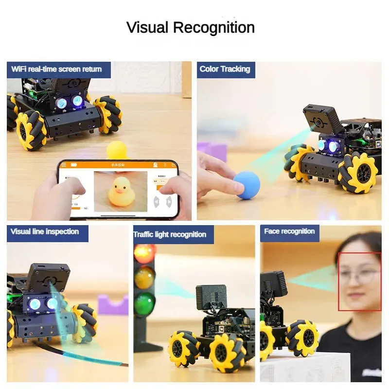 4WD Robot Car Omnidirectional Mecanum Wheel AI Visual Recognition Tracking For Arduino Robot DIY Kit UNO Programmable Robot Car