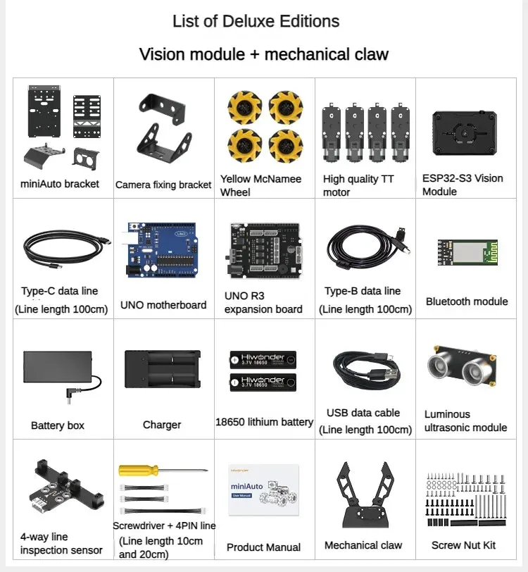 4WD Robot Car Omnidirectional Mecanum Wheel AI Visual Recognition Tracking For Arduino Robot DIY Kit UNO Programmable Robot Car