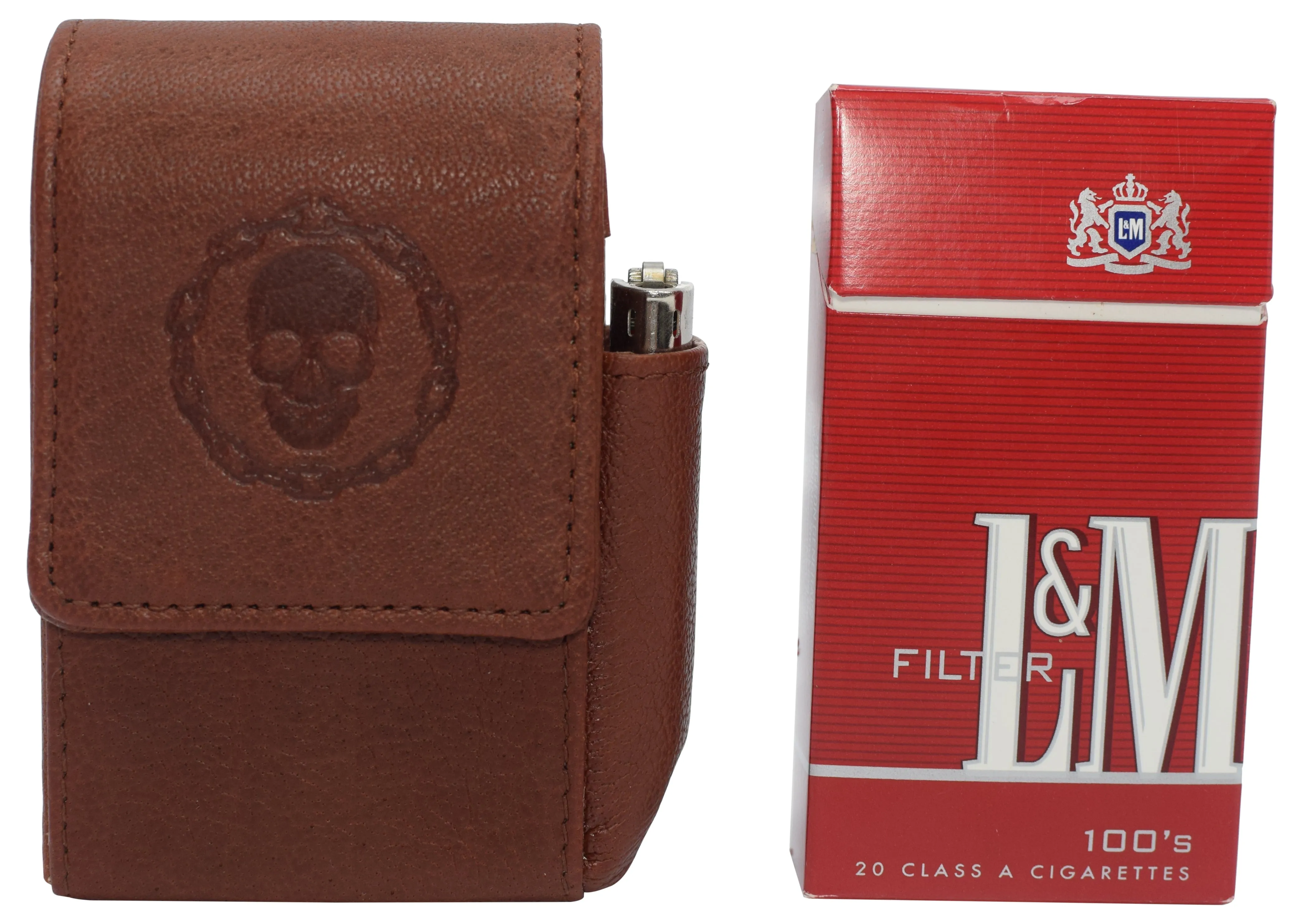 510913 Cigarette Storage Organizer Genuine Leather Tobaccos Pouch Lighter Holder Logos Storage Container