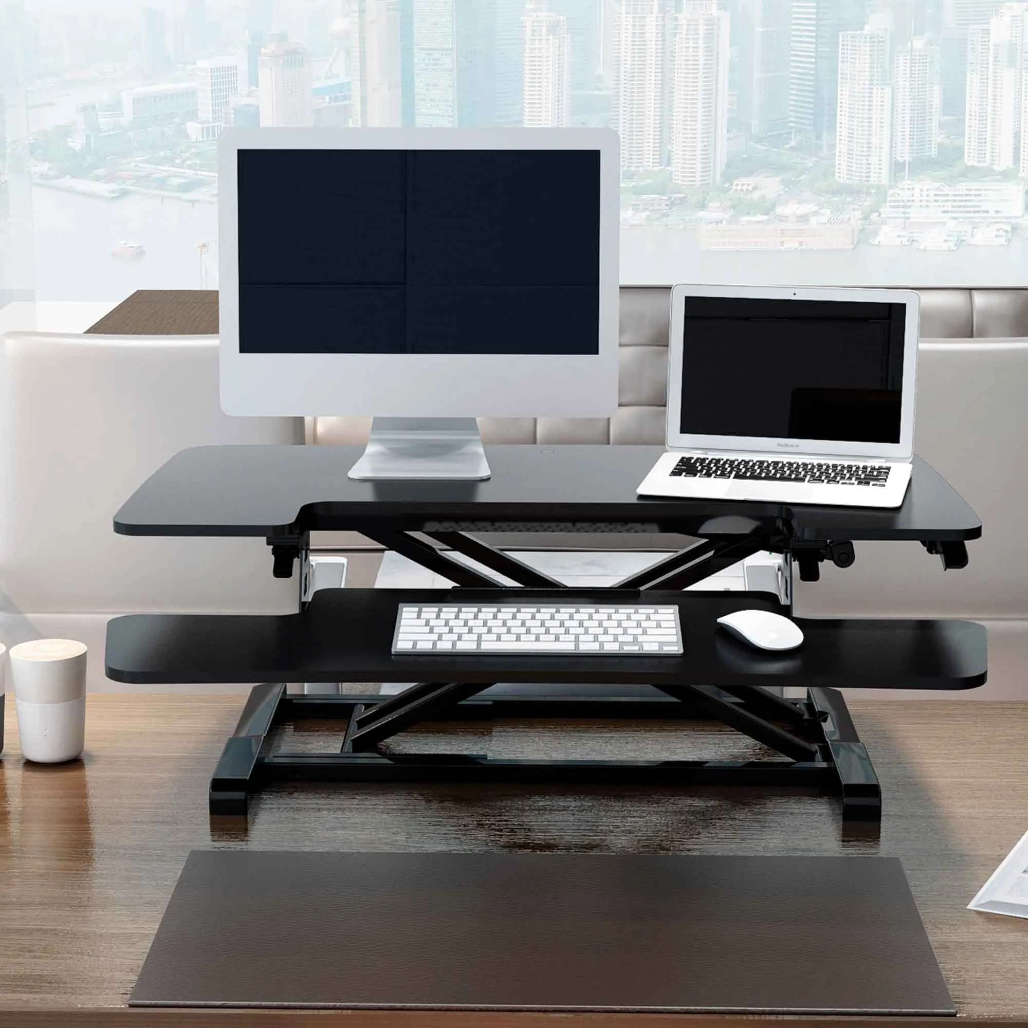 89cm Height Adjustable Standing Desk Converter Riser, 50cm Max Height, 15kg Capacity - DH15