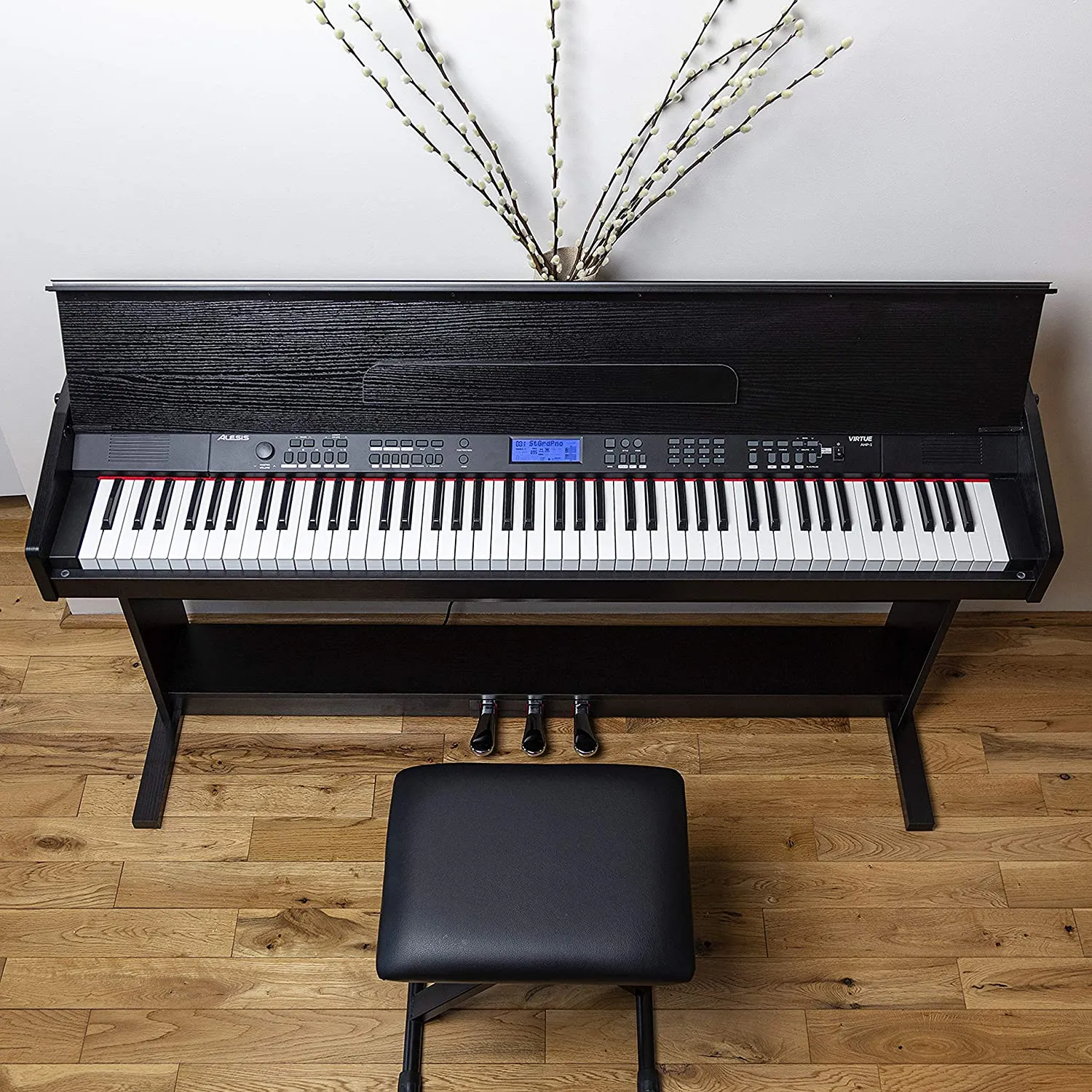 Alesis Virtue 88-Key Beginner Digital Piano with Full-Size Velocity-Sensitive Keys, Lesson Mode, Power Supply, Built-In Speakers