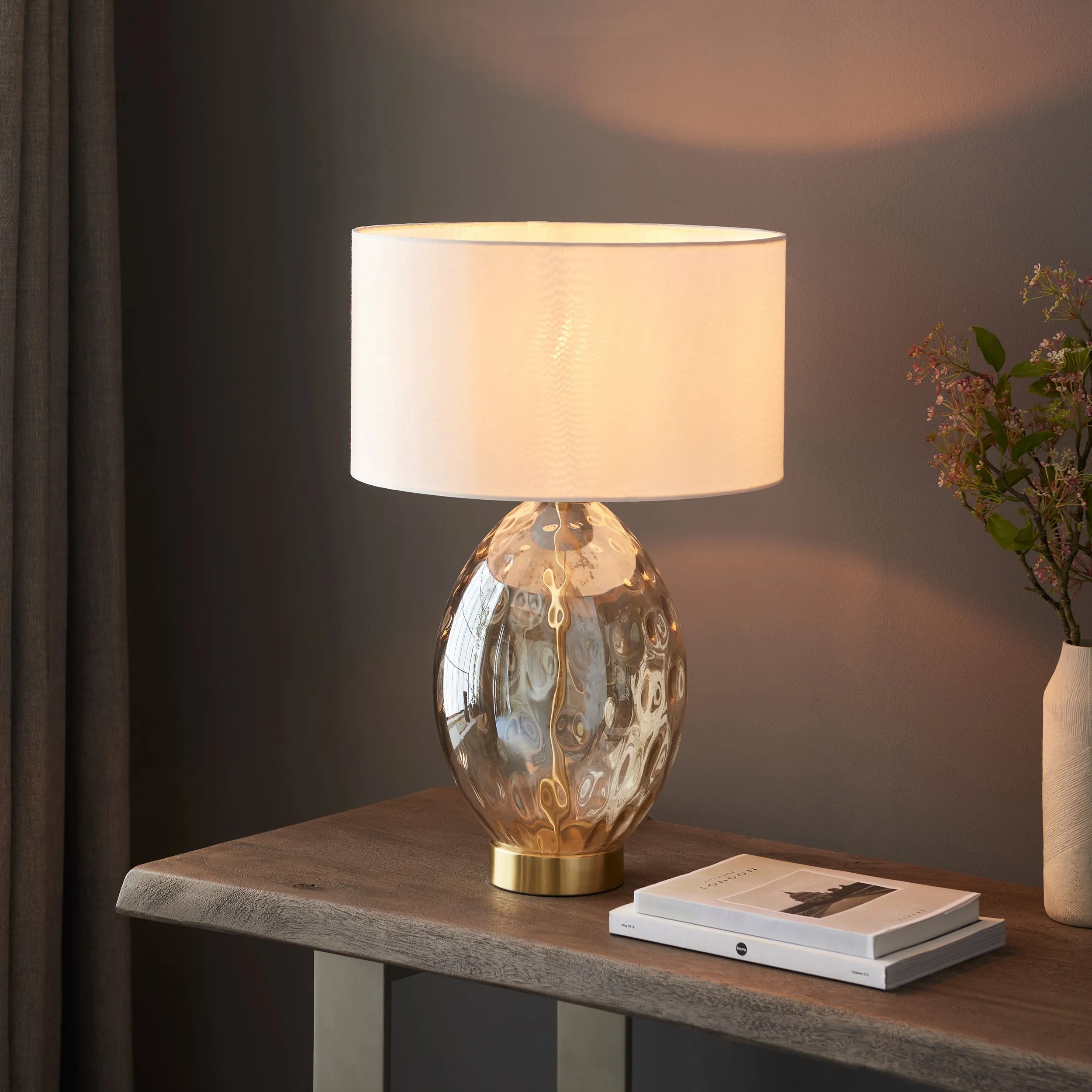 Amos Athena Table Lamp Champagne Lustre with Shade