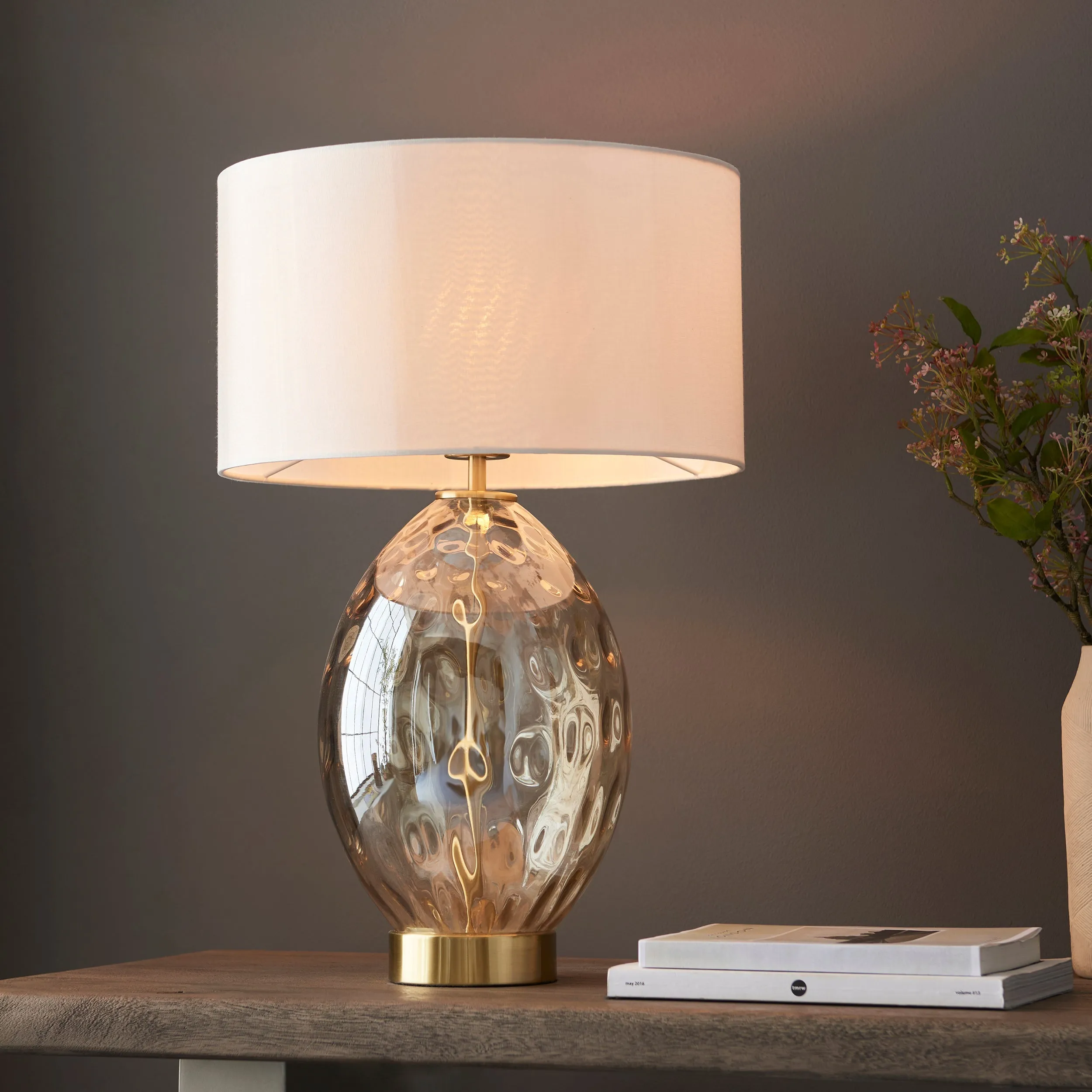 Amos Athena Table Lamp Champagne Lustre with Shade