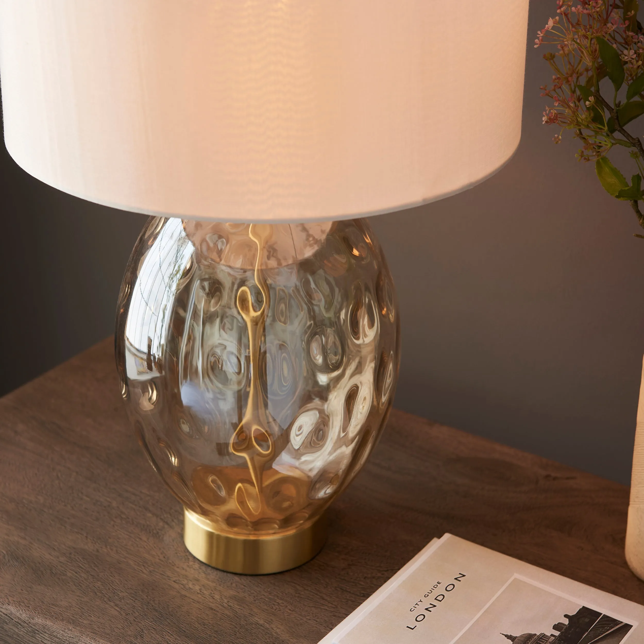 Amos Athena Table Lamp Champagne Lustre with Shade