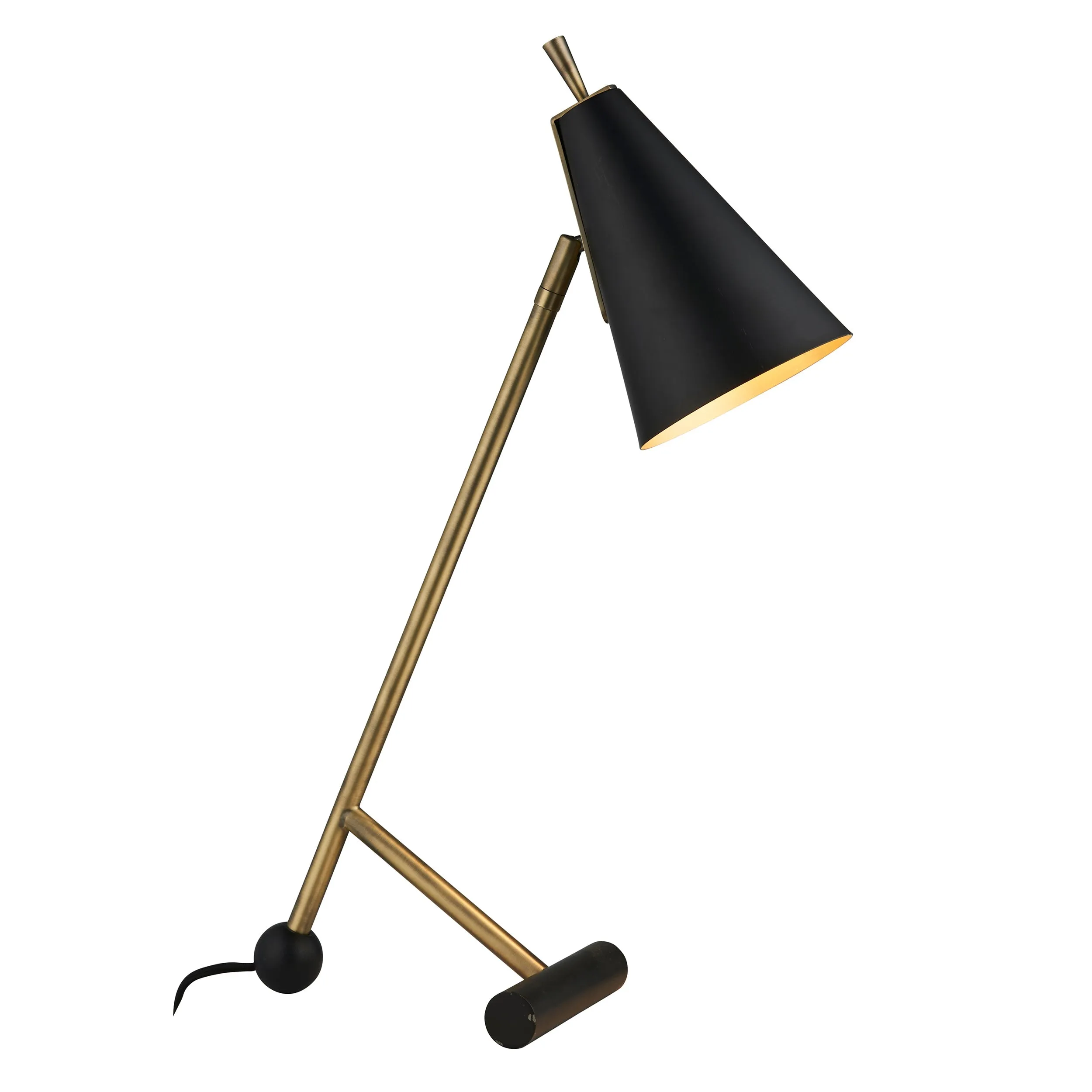 Amos Bachelor Table Lamp Antique Brass & Black