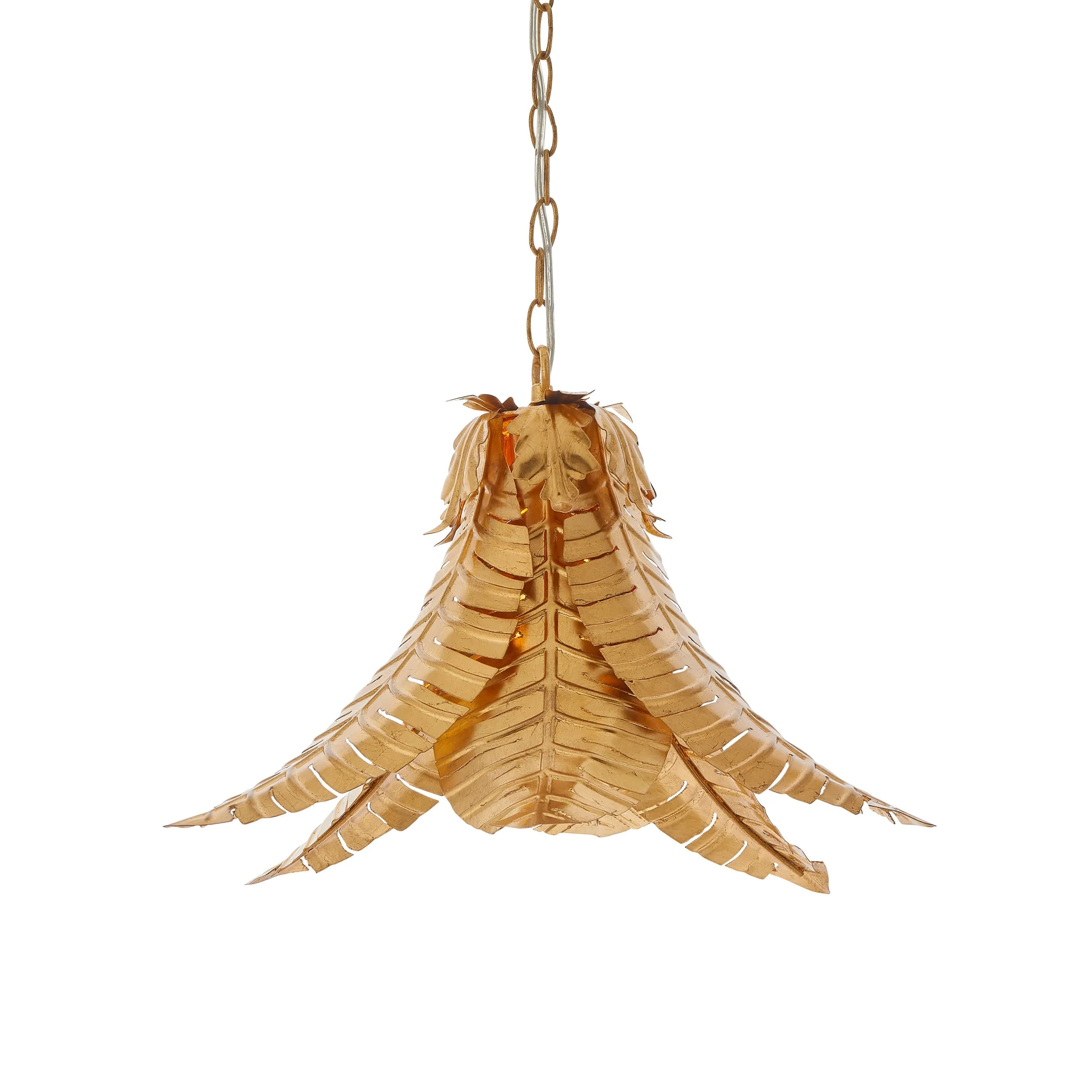 Amos Frond Pendant Distressed Gold