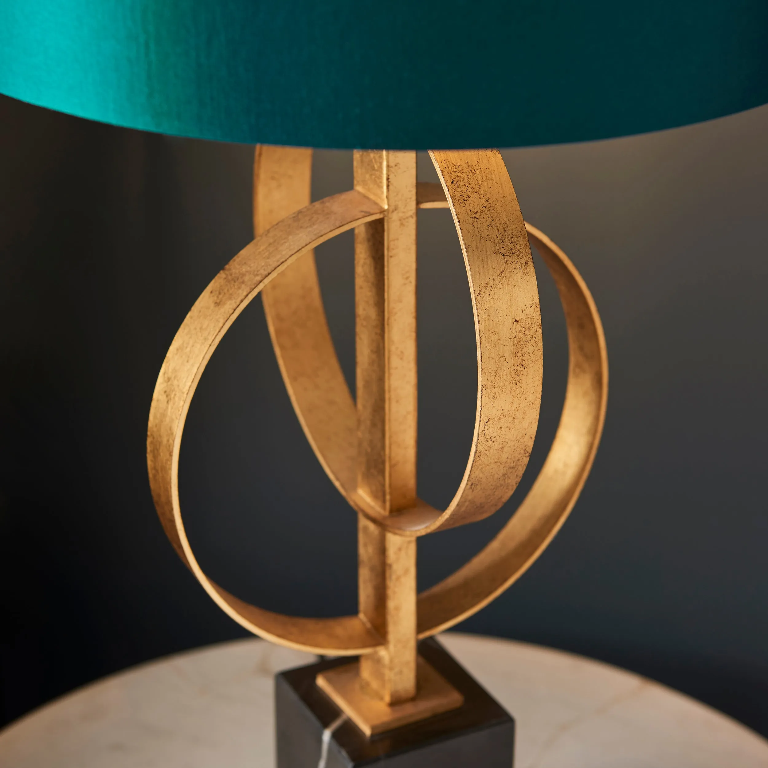 Amos Hatfield Table Lamp Antique Gold & Teal