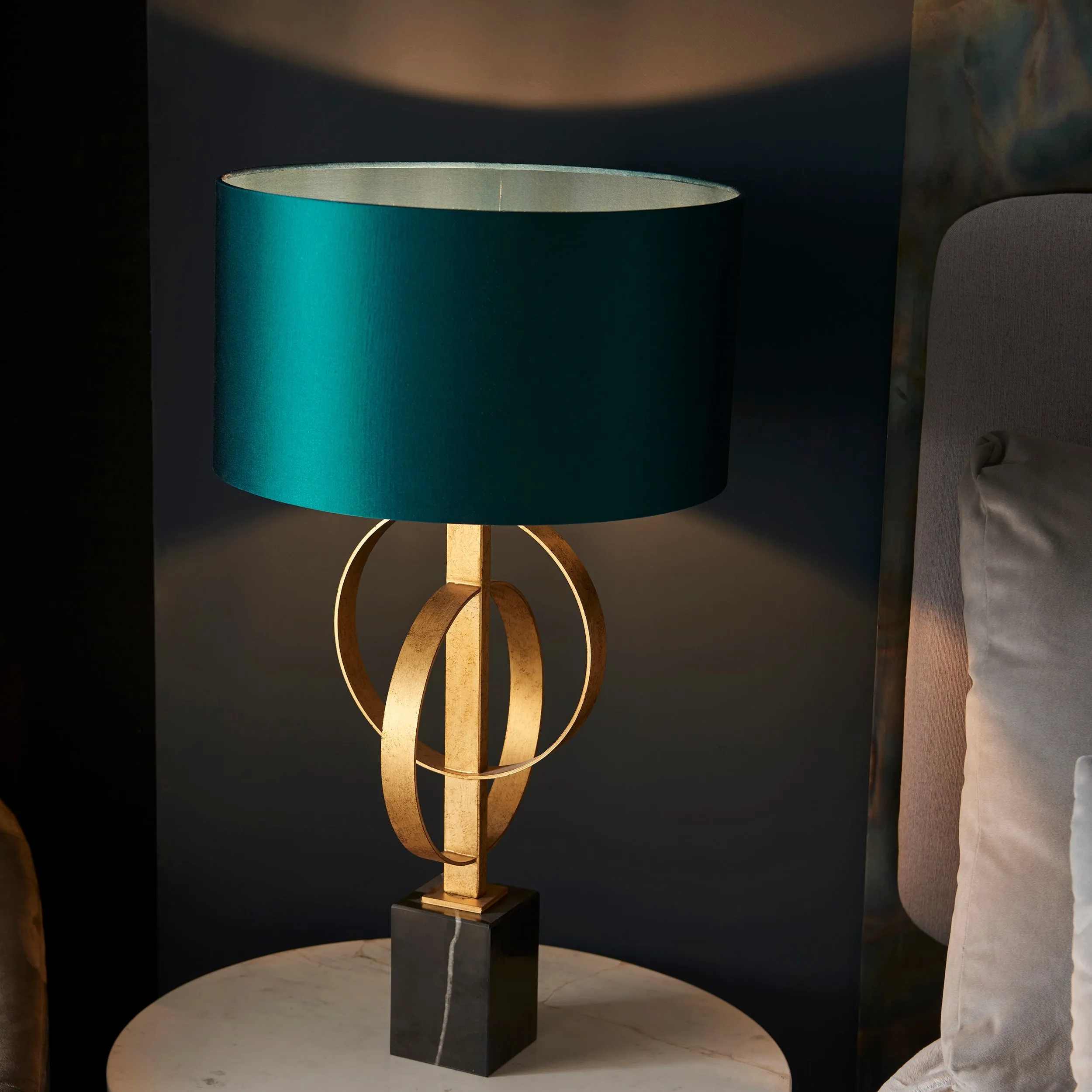 Amos Hatfield Table Lamp Antique Gold & Teal