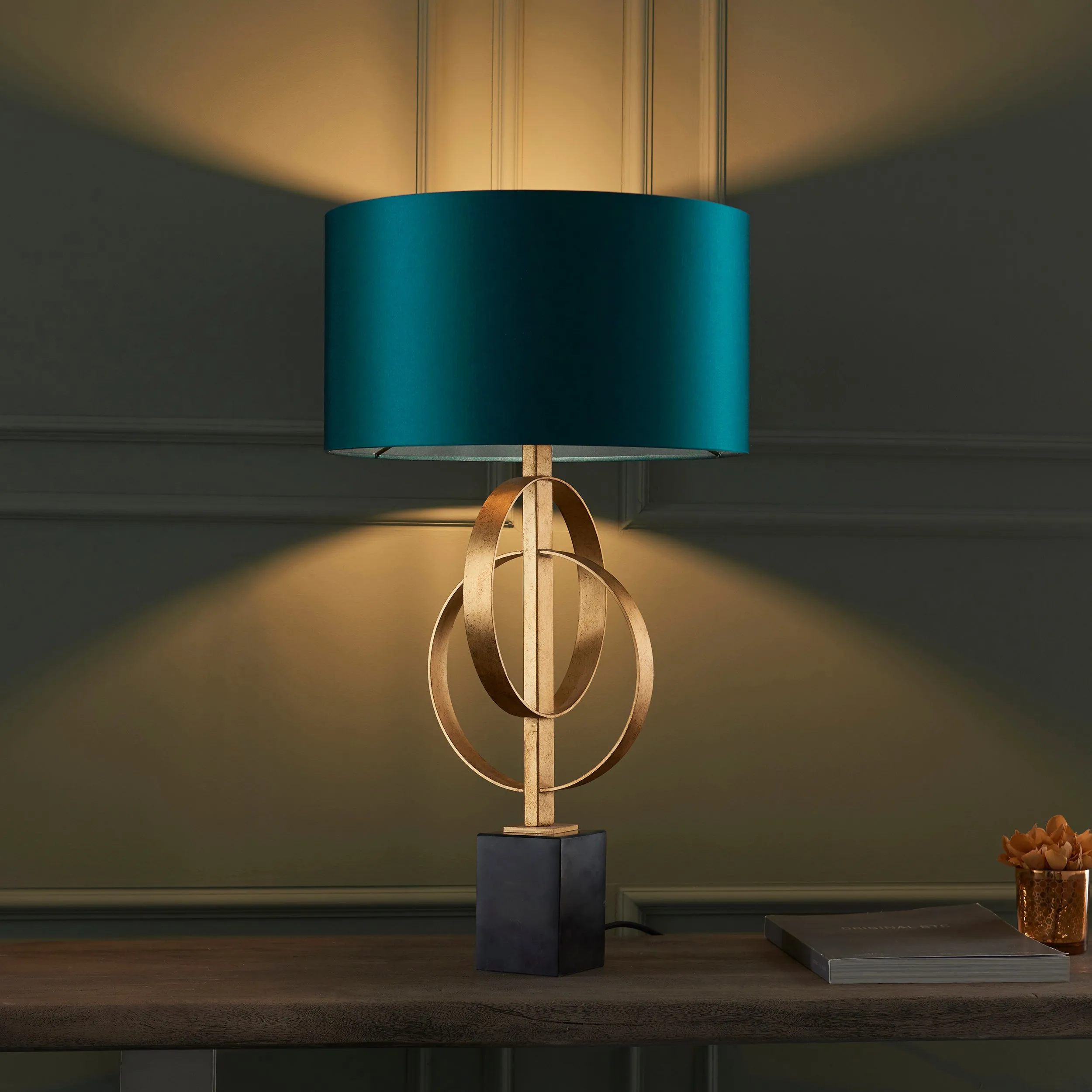 Amos Hatfield Table Lamp Antique Gold & Teal