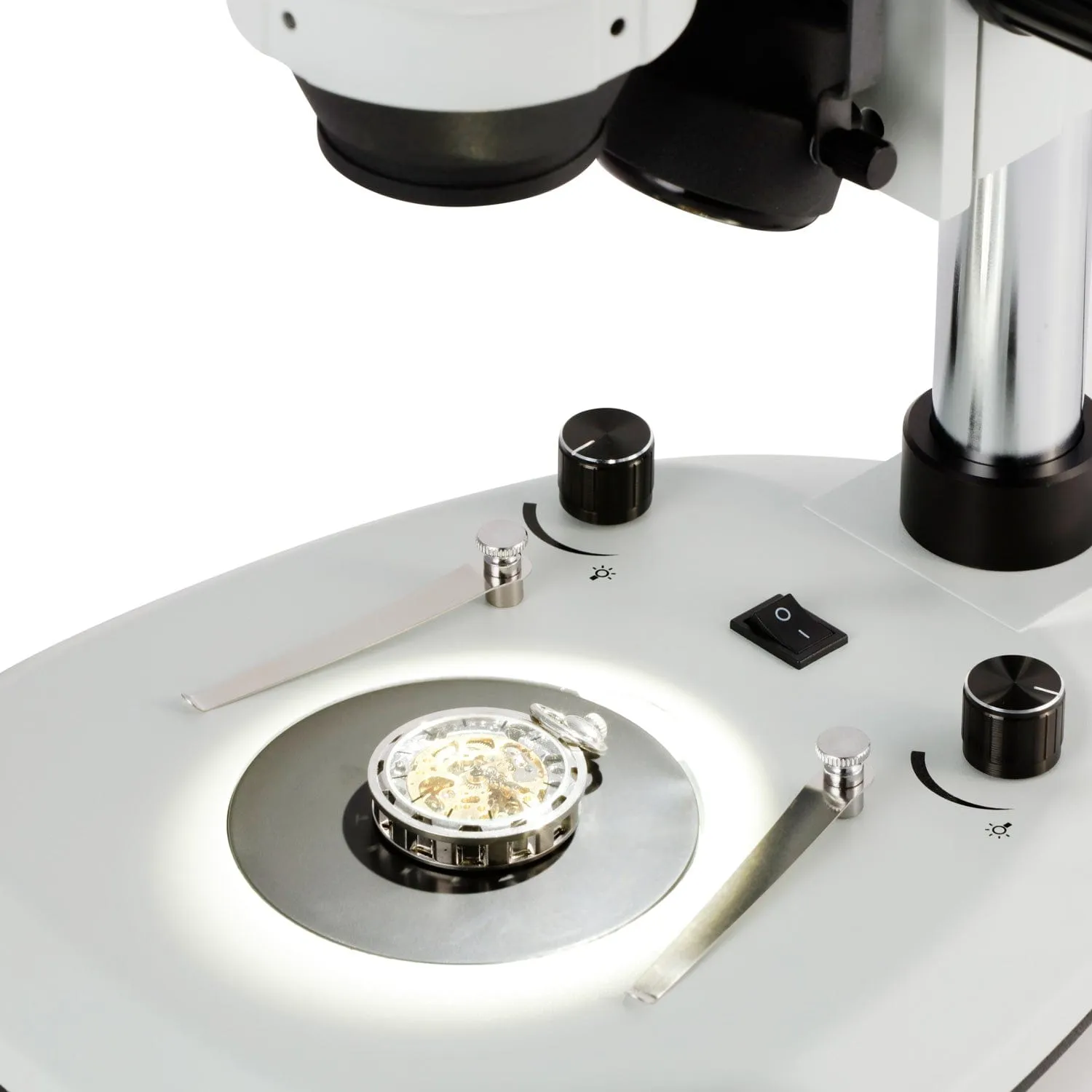 AmScope SMDG Series Zoom Inspection Trinocular Stereo Microscope 7X-45X Magnification on Pillar Stand