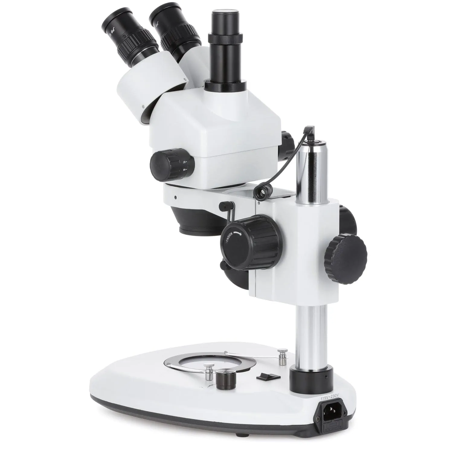 AmScope SMDG Series Zoom Inspection Trinocular Stereo Microscope 7X-45X Magnification on Pillar Stand