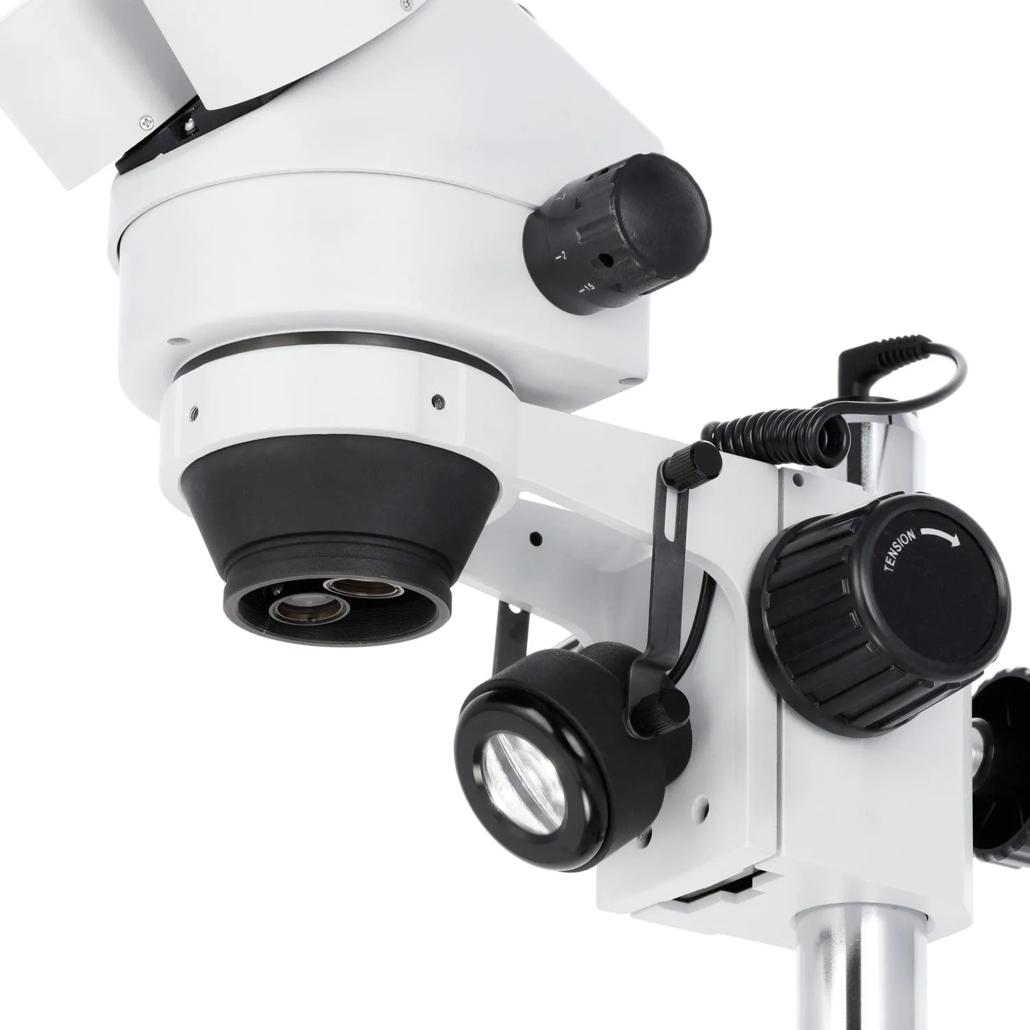 AmScope SMDG Series Zoom Inspection Trinocular Stereo Microscope 7X-45X Magnification on Pillar Stand