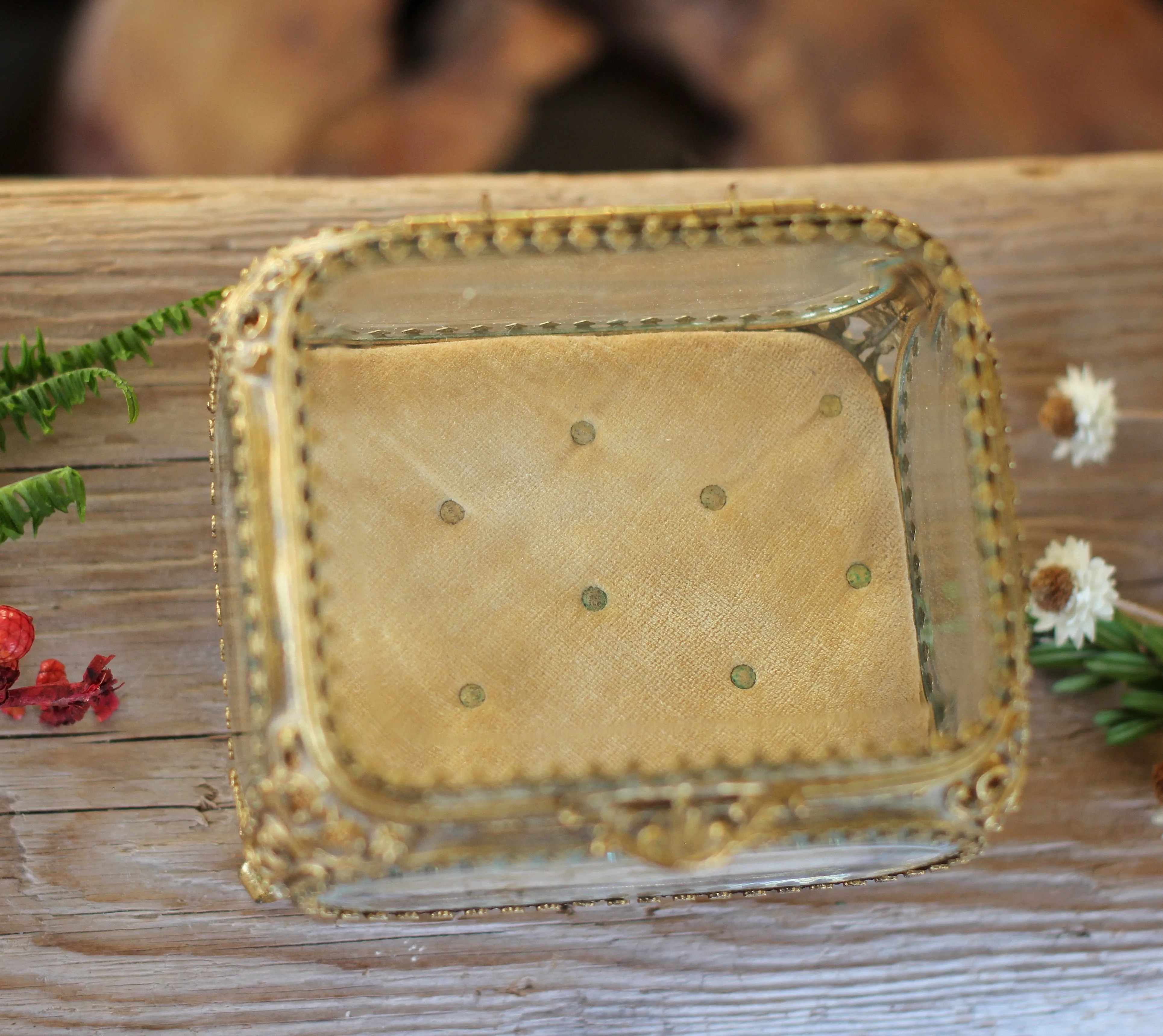 Antique Tufted Filigree Jewelry Box