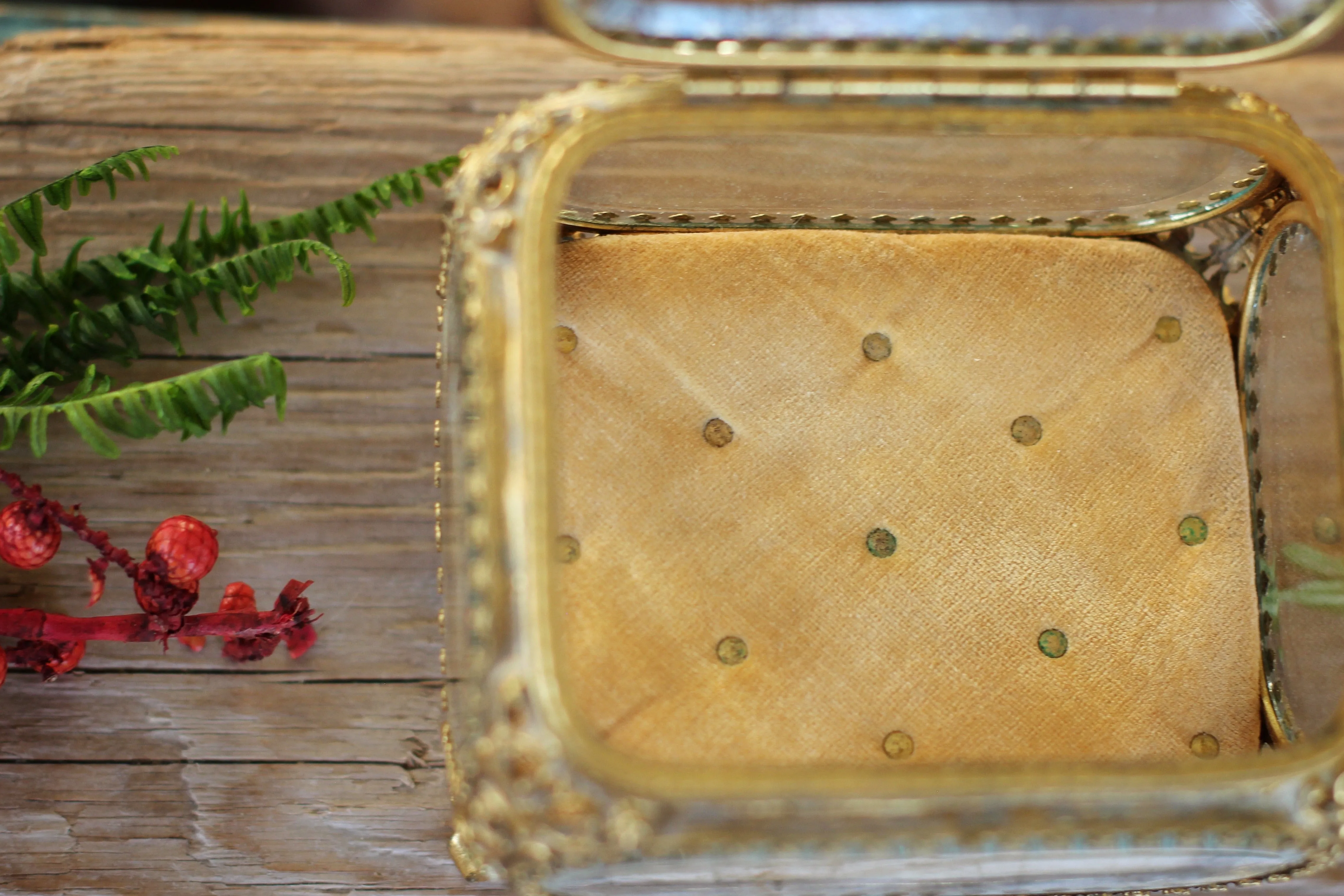 Antique Tufted Filigree Jewelry Box