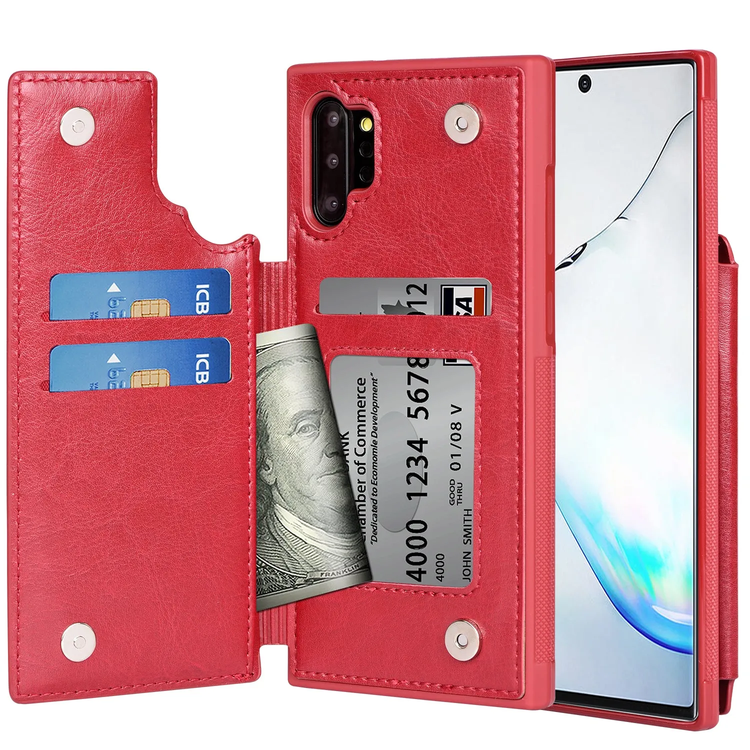 Arae Case for Samsung Galaxy Note 10 Plus/Note 10 Plus 5G PU Leather Wallet Case with Card Pockets Back Flip Cover for Samsung Galaxy Note 10  / Note 10  5G