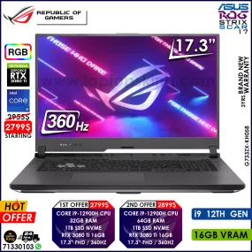 Asus Rog Strix Scar 17 G733ZX-KH058 Core i9-12900h Rtx 3080 Ti 360hz 17.3" RGB Gaming Laptops (Brand New)