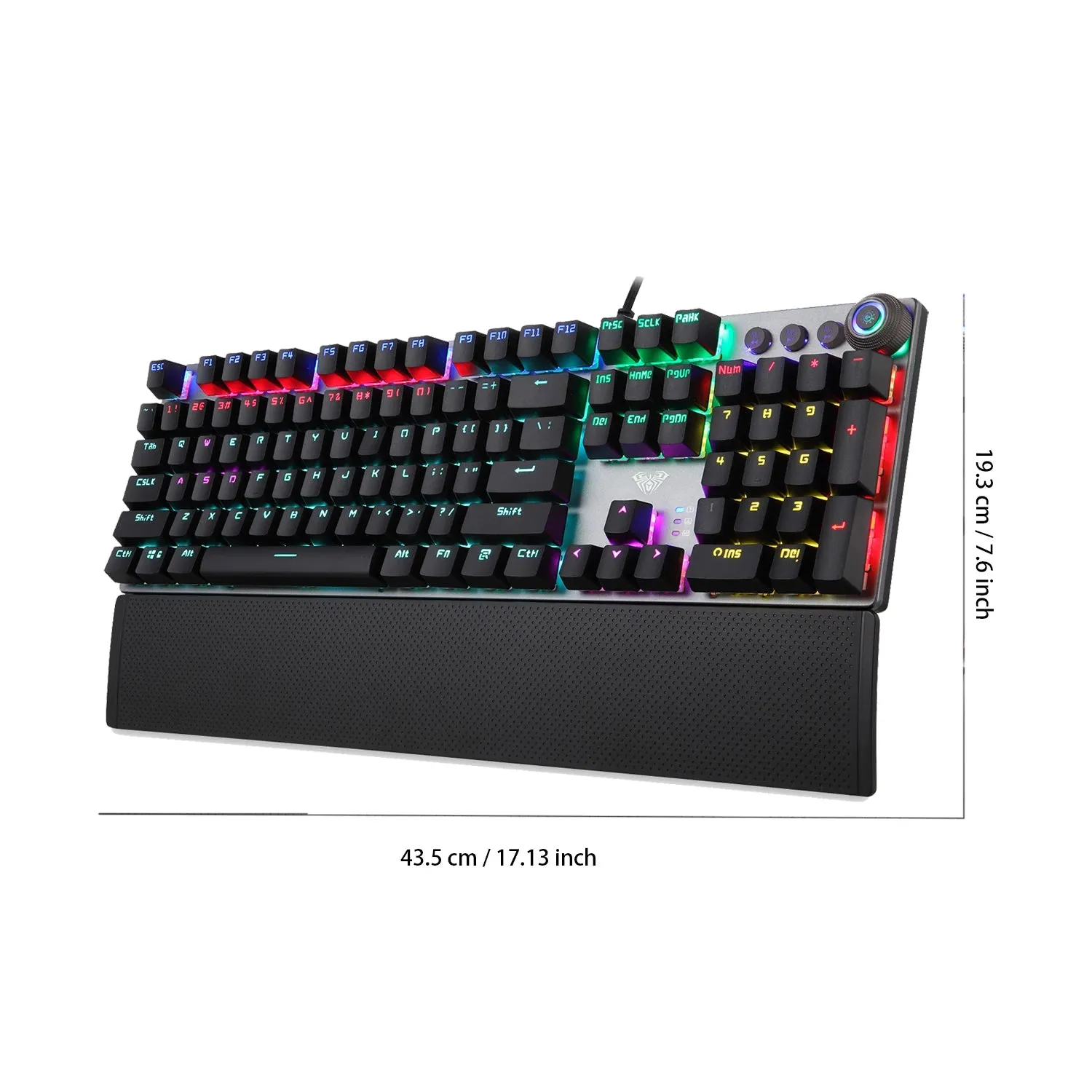 AULA F2008 Wired Backlit Gaming Keyboard with Magnetic Hand Rest