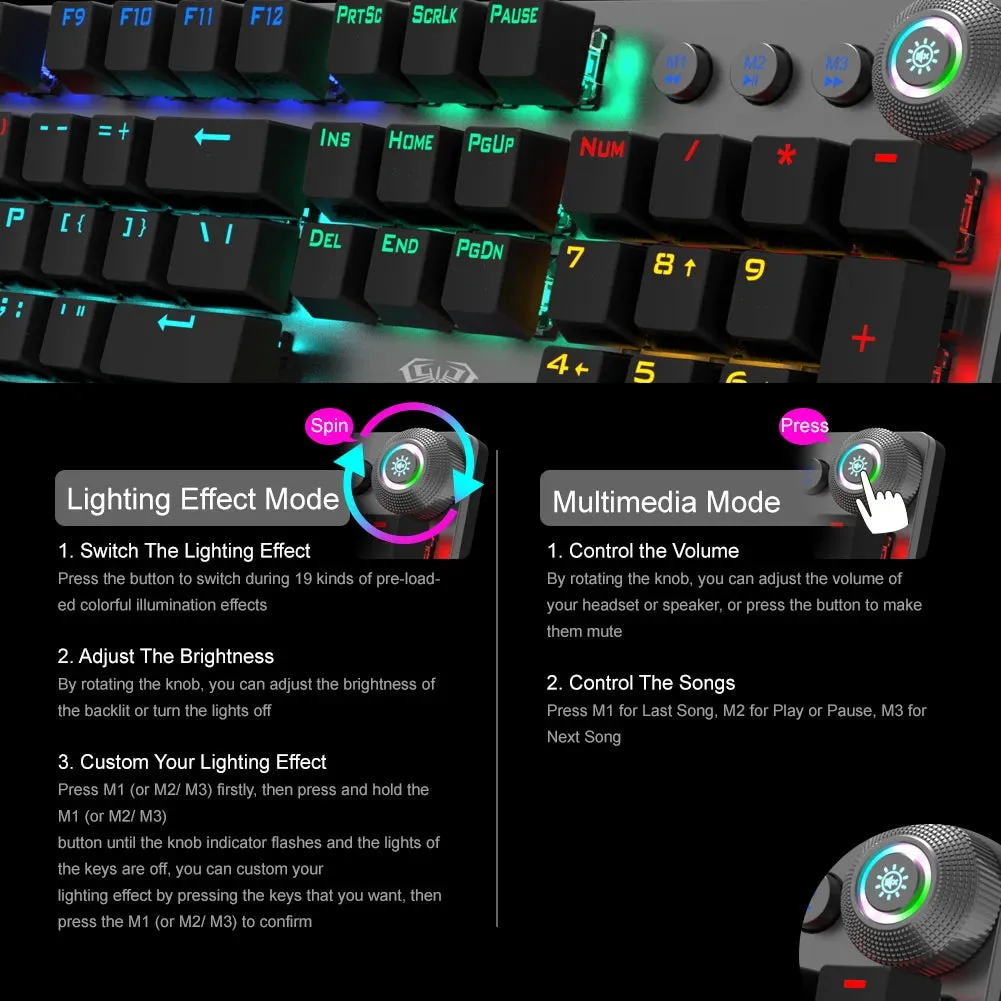 AULA F2008 Wired Backlit Gaming Keyboard with Magnetic Hand Rest