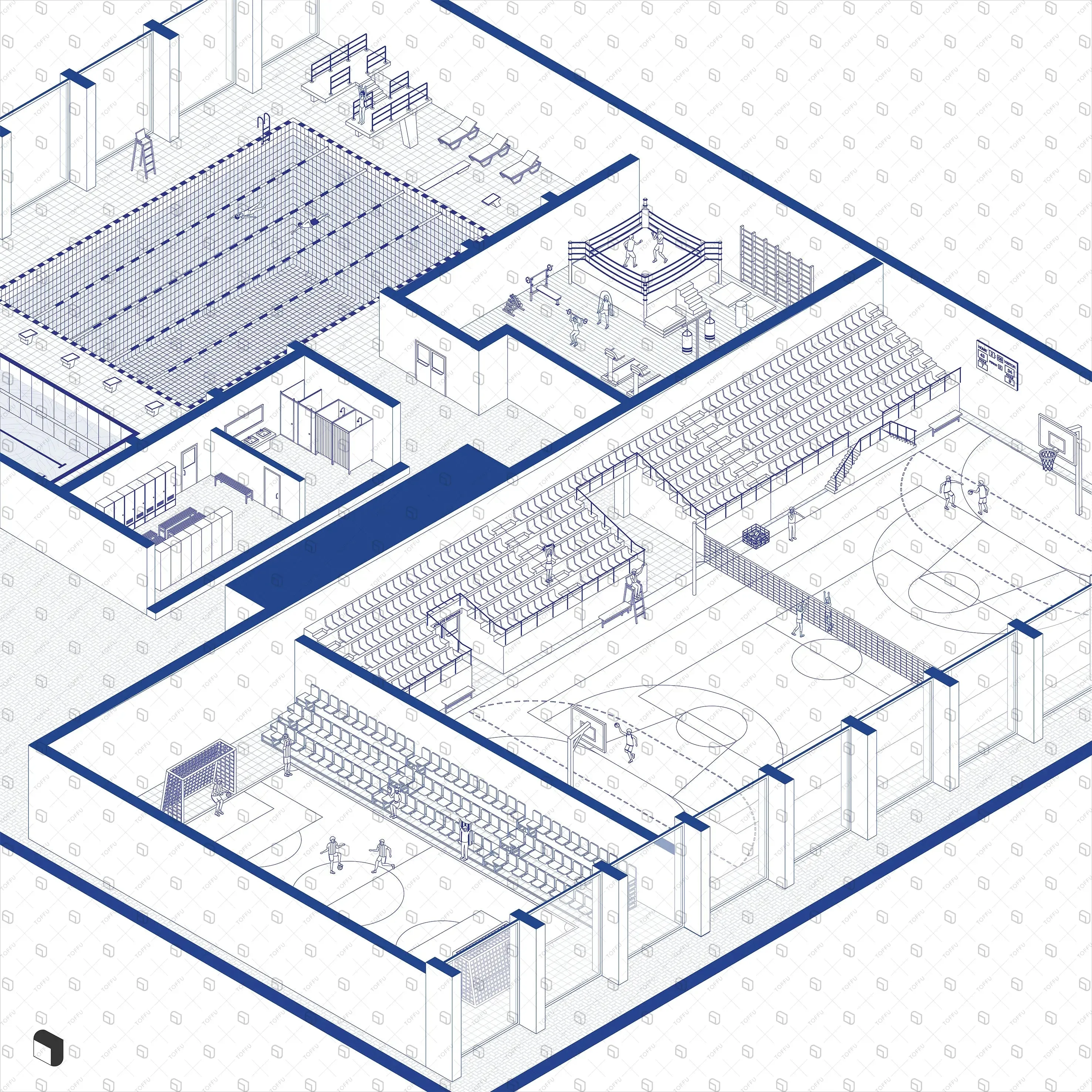 Axonometric Cad Sport Center