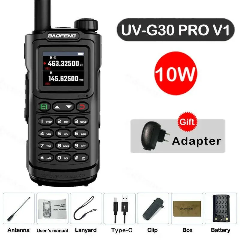 Baofeng UV-G30 Pro V1 Ham Walkie Talkie Long Range Two Way Radio Wireless Copy Frequency Transceiver Type-C Charger UV-5R UV-17