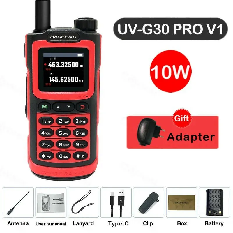 Baofeng UV-G30 Pro V1 Ham Walkie Talkie Long Range Two Way Radio Wireless Copy Frequency Transceiver Type-C Charger UV-5R UV-17