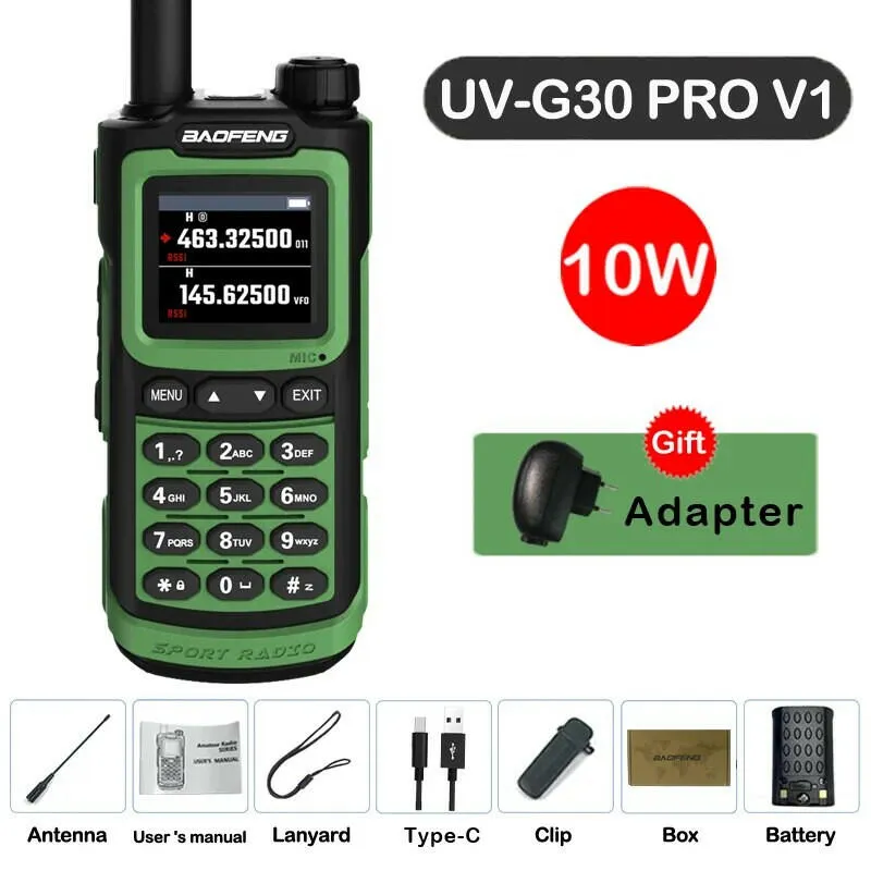 Baofeng UV-G30 Pro V1 Ham Walkie Talkie Long Range Two Way Radio Wireless Copy Frequency Transceiver Type-C Charger UV-5R UV-17