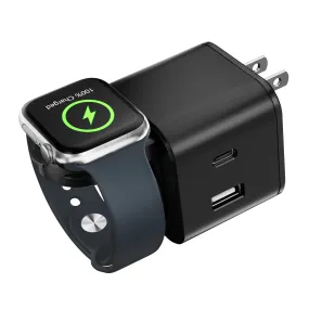 BeaSaf 36W for Apple Charging Block with Built-in Watch Charger, Foldable PD Fast Charger Block for iPhone, Dual Ports Wall Charger Compatible with Apple Watch iPhone AirPods(Black)