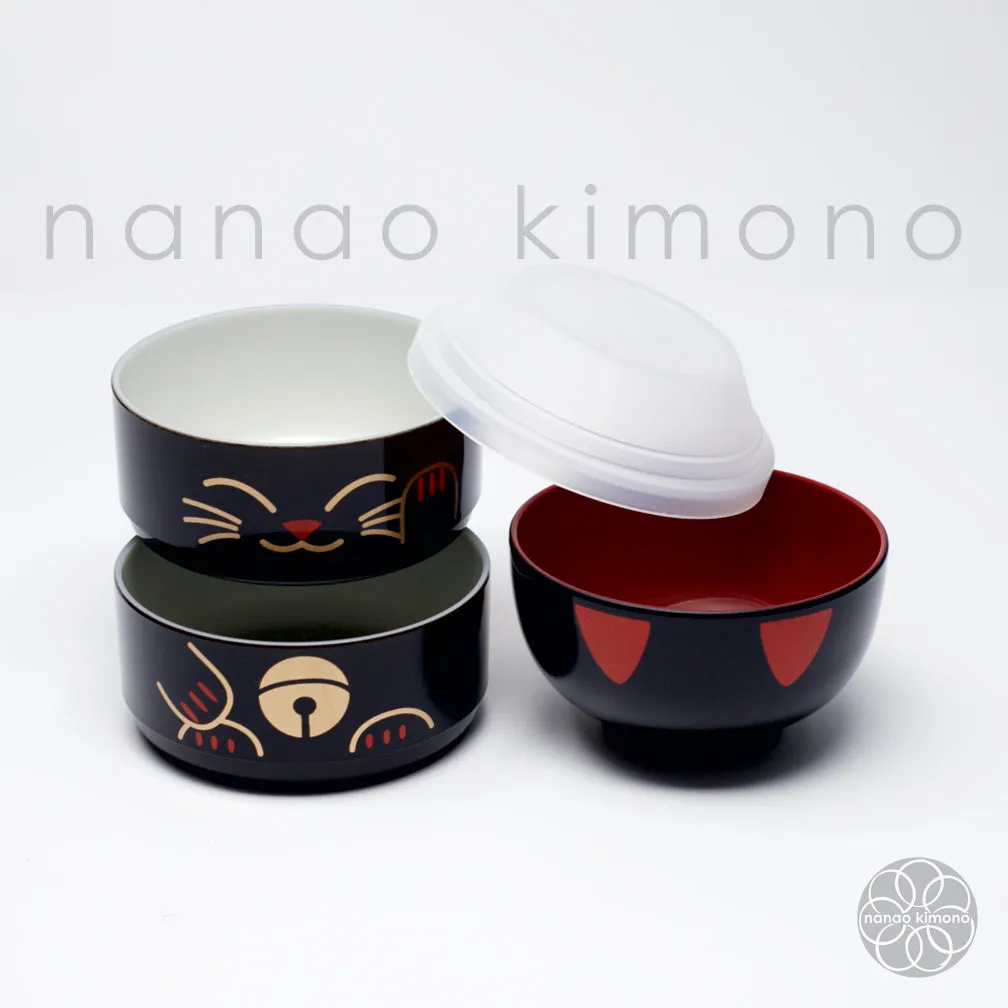 Bento Box - Maneki Neko Black (Kokeshi) S