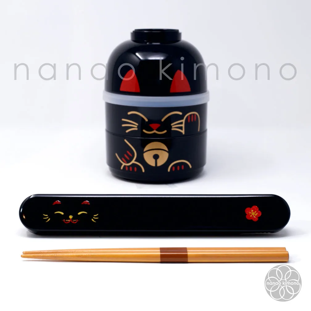 Bento Box - Maneki Neko Black (Kokeshi) S