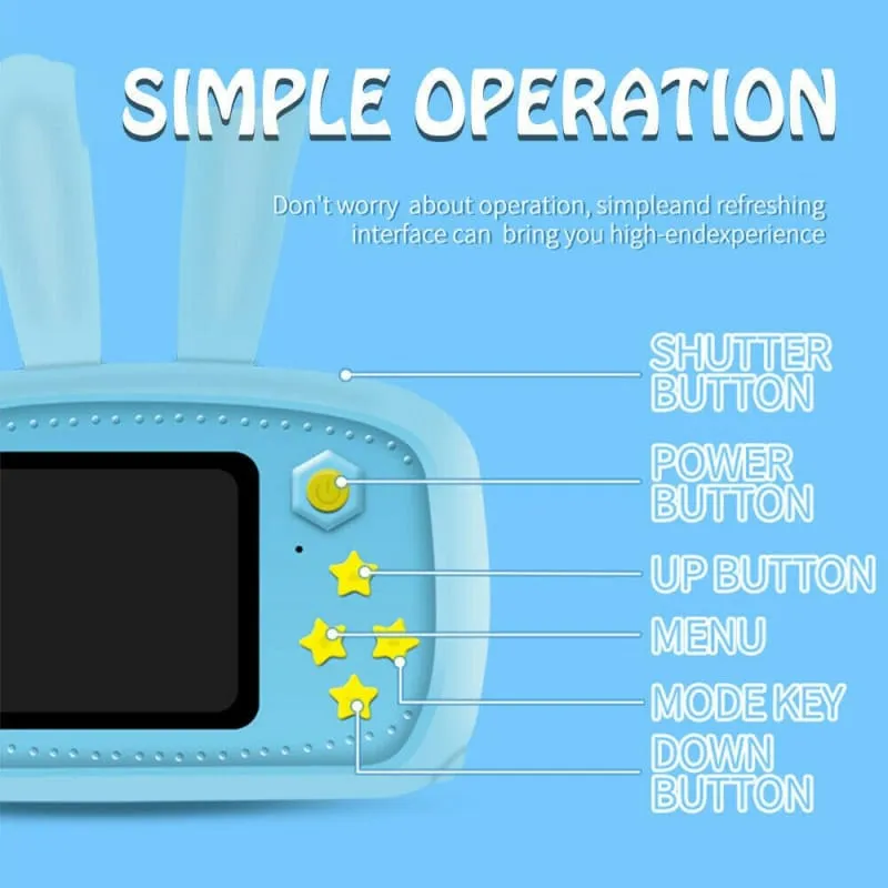 Blue Rabbit Shaped Digital Video Camera for Kids