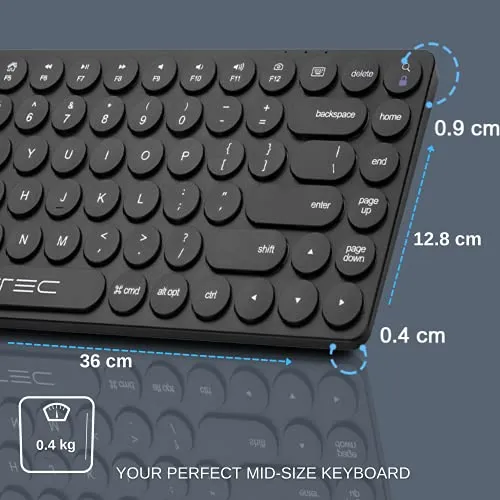 Bluetooth Keyboard for iPad iPhone Android Apple Windows by Vortec