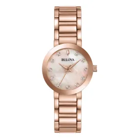 Bulova Ladies Rose Tone Diamond Watch