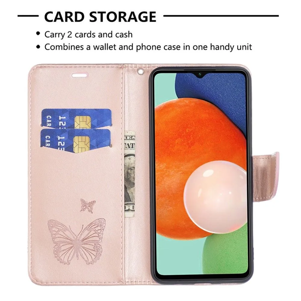 Butterfly Samsung Galaxy A13 4G flip case - Rose Gold