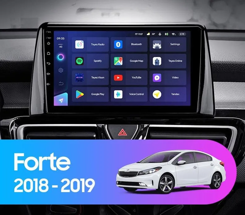 Car Dealz Elite 4G Data Model 10.2" Android 12.0 For Kia Forte 2018-2019 In Dash Plus OEM Fascia