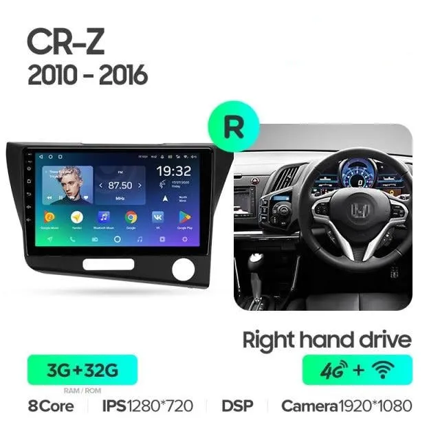 Car Dealz Premium Advanced 4G Data Model 10.2" Android 12.0 For Honda CR-Z 2010 - 2016 In Dash Plus OEM Fascia