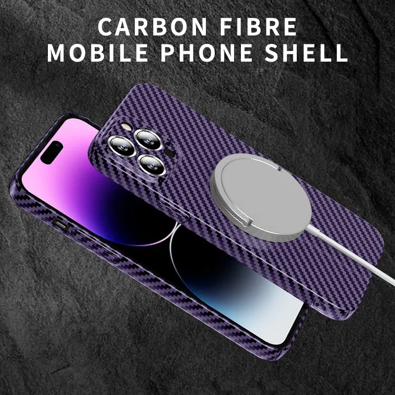 Carbon Fiber Magsafe Magnetic Case With Stand For IPhone