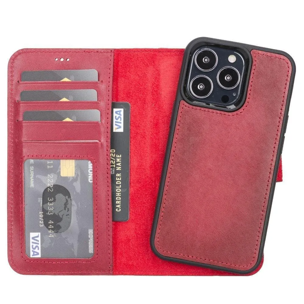 Carter iPhone 13 Pro Max Detachable Wallet Case, Vegetal Red