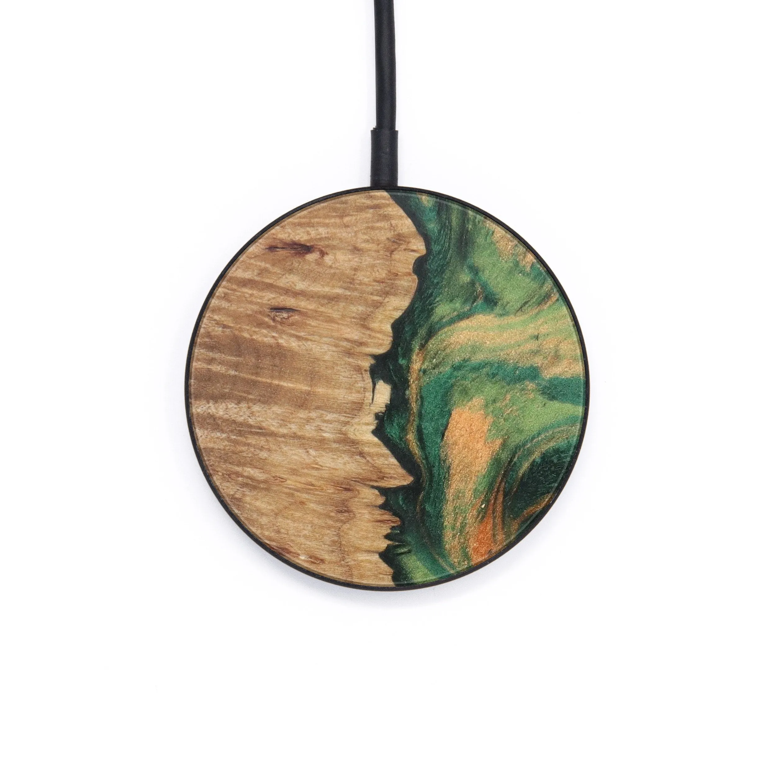 Circle Burl Wood Wireless Charger - Ariella (Dark Green, 609341)