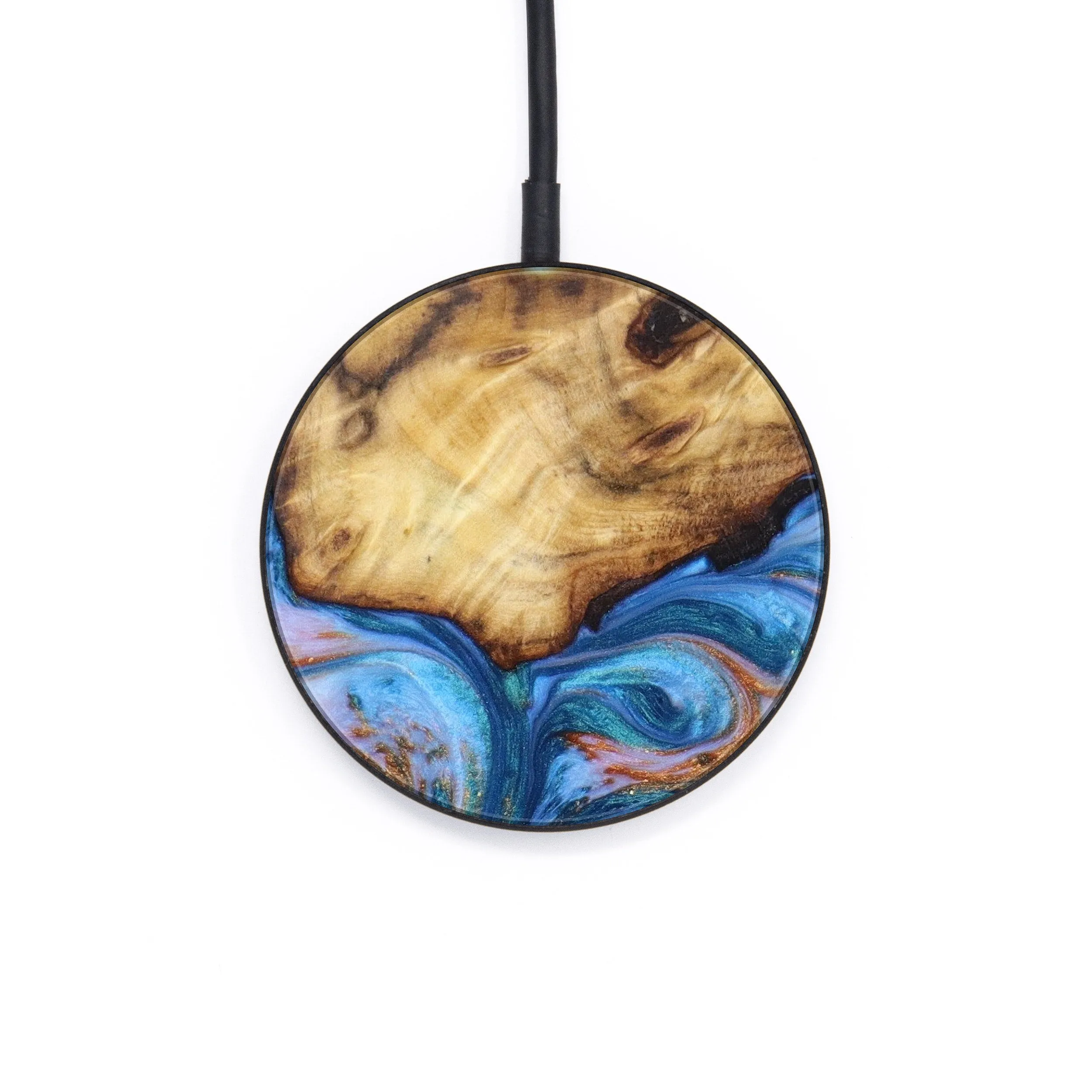 Circle Wood Resin Wireless Charger - Bernadette (Teal & Gold, 645132)