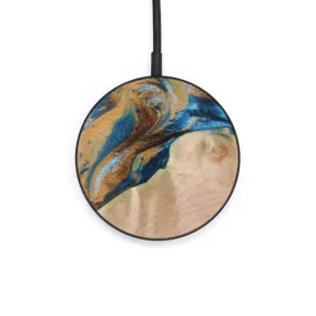 Circle Wood Resin Wireless Charger - Bret (Teal & Gold, 617864)